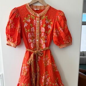 A.Love Red Floral Dress with waist tie